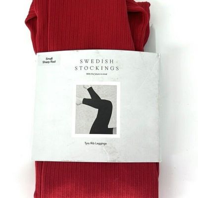 Swedish NWT Tyra ribbed stockings Tights Women’s Size small Red Full Length